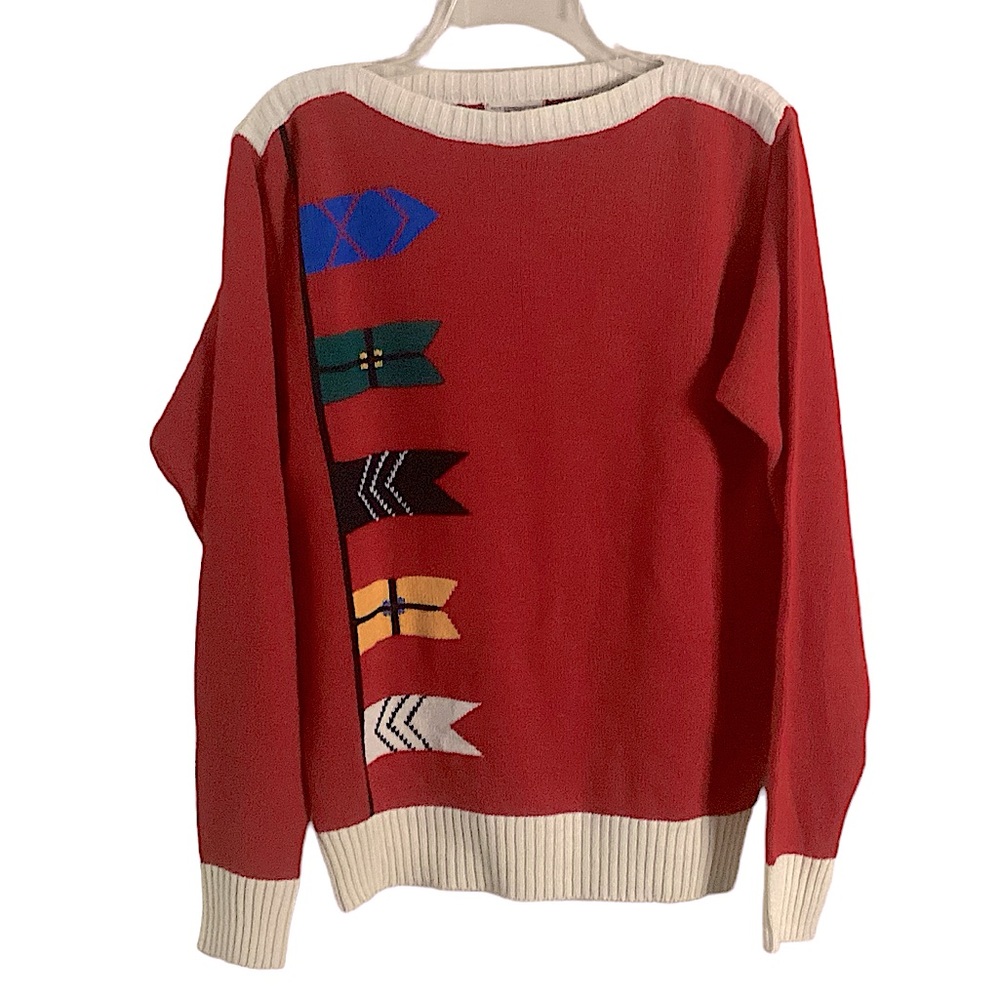 Collageman Vintage Flags Boatneck Sweater Large